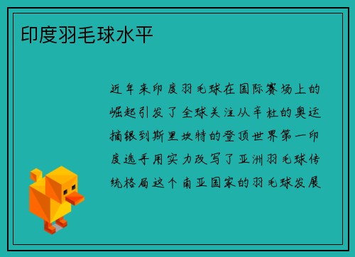 印度羽毛球水平