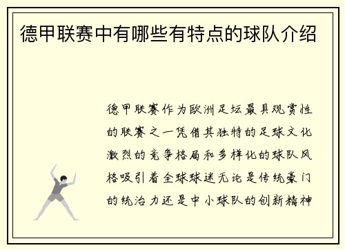 德甲联赛中有哪些有特点的球队介绍